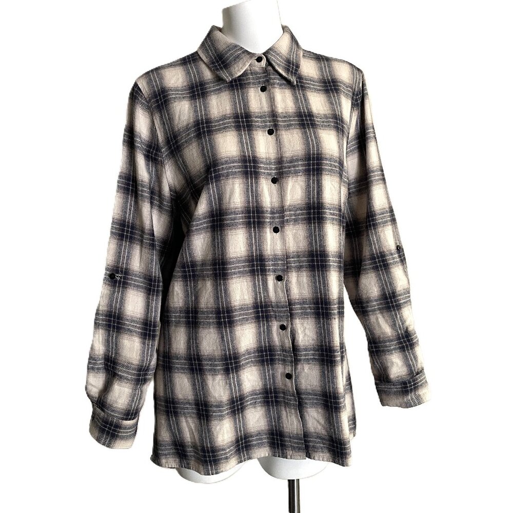 Paparazzi Top Large Boho Floral Embroidered Button Up Velvet Velour Plaid Shirt - Picture 3 of 16